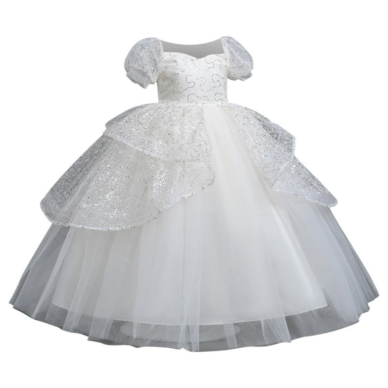ameIAEA Girls Sequin Party Dress Puff Sleeve Ruffle Tulle ameIAEA Girls Sequin Party Dress Puff Sleeve Ruffle Tulle