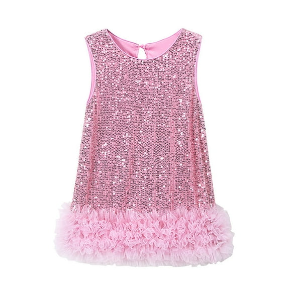 ameIAEA Girls Sequin Party Dress Sparkle Formal Birthday Tulle Dress Wedding Party Dresses Size 2-8Y