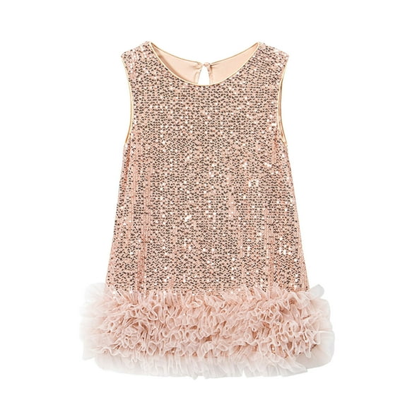 ameIAEA Girls Sequin Party Dress Sparkle Formal Birthday Tulle Dress Wedding Party Dresses Size 2-8Y
