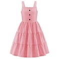 thumbnail image 1 of ameIAEA Girls Summer Sleeveless Dress Square Neck A-Line Tiered Casual Beach Sundress 3-12Y, 1 of 6
