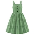 thumbnail image 1 of ameIAEA Girls Summer Sleeveless Dress Square Neck A-Line Tiered Casual Beach Sundress 3-12Y, 1 of 6
