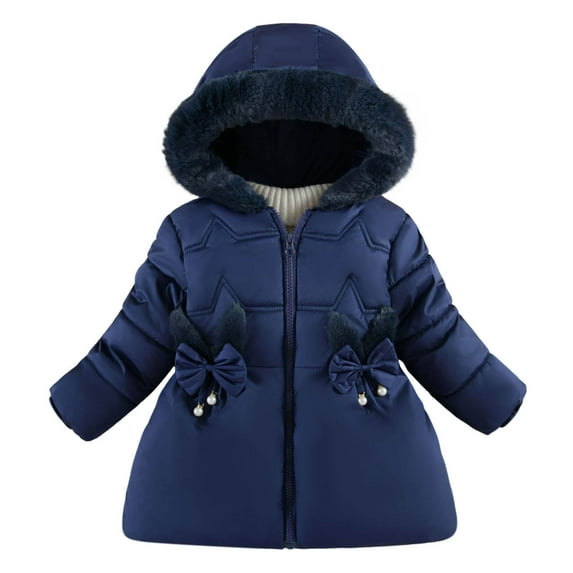 ameIAEA Girls Winter Fleece Lined Jacket Toddler Baby Windproof Hooded Coat Padded Down Outerwear