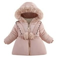 thumbnail image 1 of ameIAEA Girls Winter Fleece Lined Jacket Toddler Baby Windproof Hooded Coat Padded Down Outerwear, 1 of 4