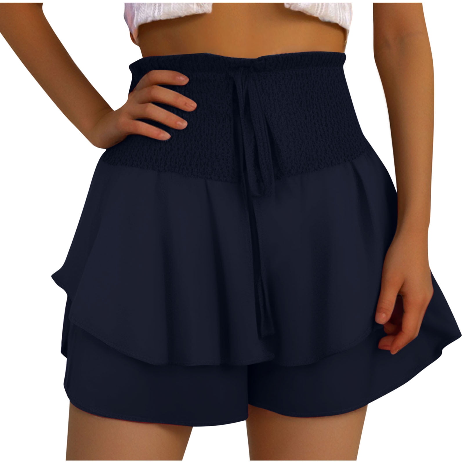ameIAEA High Waisted Shorts Women 2024 Summer Beach Ruffle Shorts Wide ...