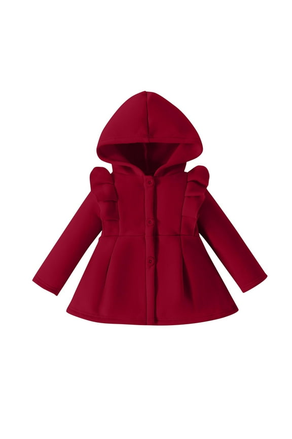 Infant Baby Girls Winter Coat Toddler Button Down Hooded Jacket Long Sleeve Fall Outwear