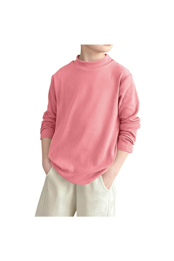 Kid Girls Mock Neck Undershirts Boys Long Sleeve Solid Color Basic Shirts 4-16 Years