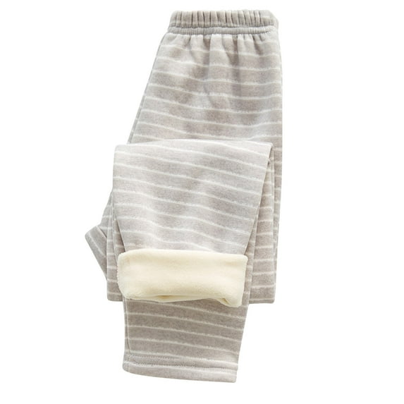 ameIAEA Kids Boy Girl Winter Warm Fleece Lined Leggings Elastic Waisted Striped Pants 3-12 Years