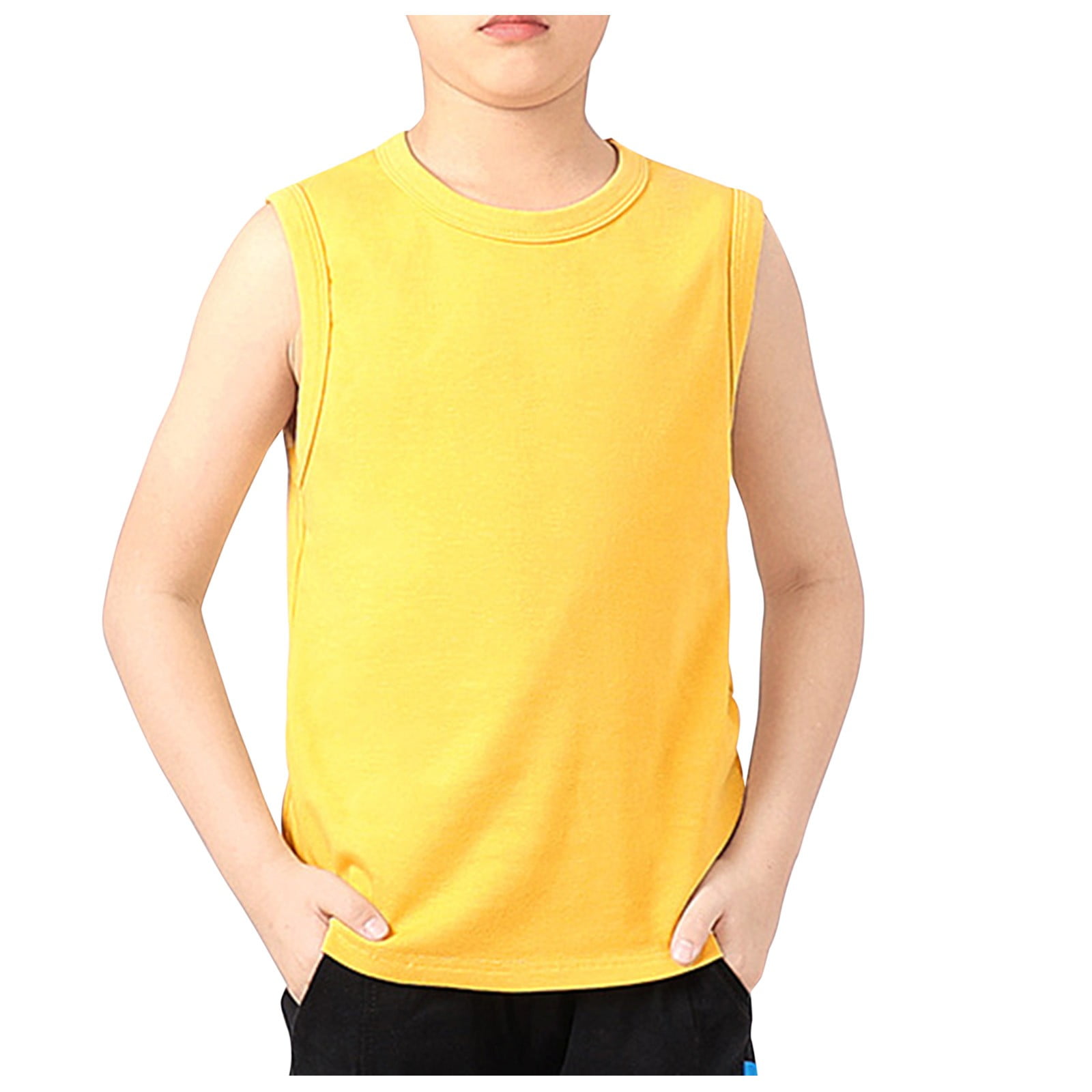 Kids Boys Summer Tank Top Solid Color Crewneck Cotton Sleeveless T Shirts  Casual Loose Sports Workout Comfy Tops 4-11 Years - Walmart.com