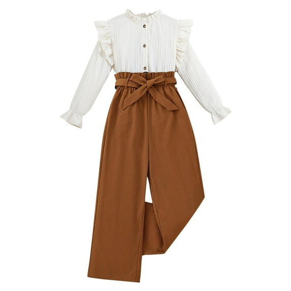 ameIAEA Kids Girls Two Piece Clothes Set Long Sleeve Shirts Pants Fall Spring Outfits 6-13 Years