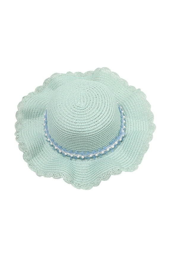 Little Girl Breathable Summer Straw Hat Cute Lace Sun Cap Kids Beach Cap Wide Brim Hat