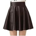 thumbnail image 1 of ameIAEA Little Girl's High Waisted Leather Skirt Solid Color Ruffle A-Line Skirt for Kids 3-12 Years, 1 of 4