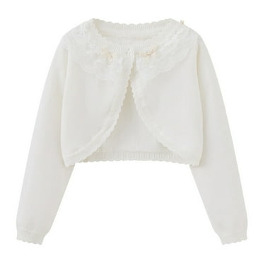 ameIAEA Little Girls Long Sleeve Knit Cardigan Toddler Kids Button Down Hollow Out Cover Up Jacket Tops