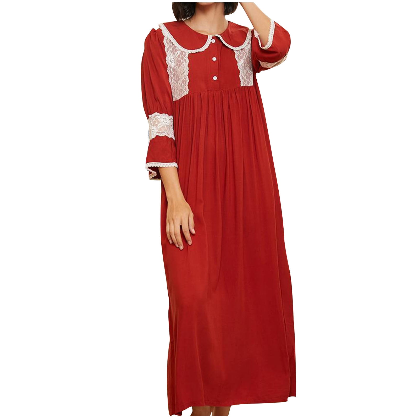 ameIAEA Long Nightgowns for Women Long Sleeve Sleepshirts Loungewear ...