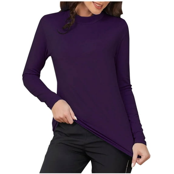 ameIAEA Long Sleeve Shirts for Women Mock Neck Fall Winter Basic Top Thermal Underwear Tops