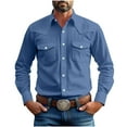 thumbnail image 1 of ameIAEA Men Casual Long Sleeve Shirts with Two Pockets Classic Business Work Collared Tops, 1 of 7