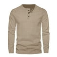thumbnail image 1 of ameIAEA Men Long Sleeve Fall T-Shirts Crewneck Button Tee Tops Solid Color Casual Pullover, 1 of 6