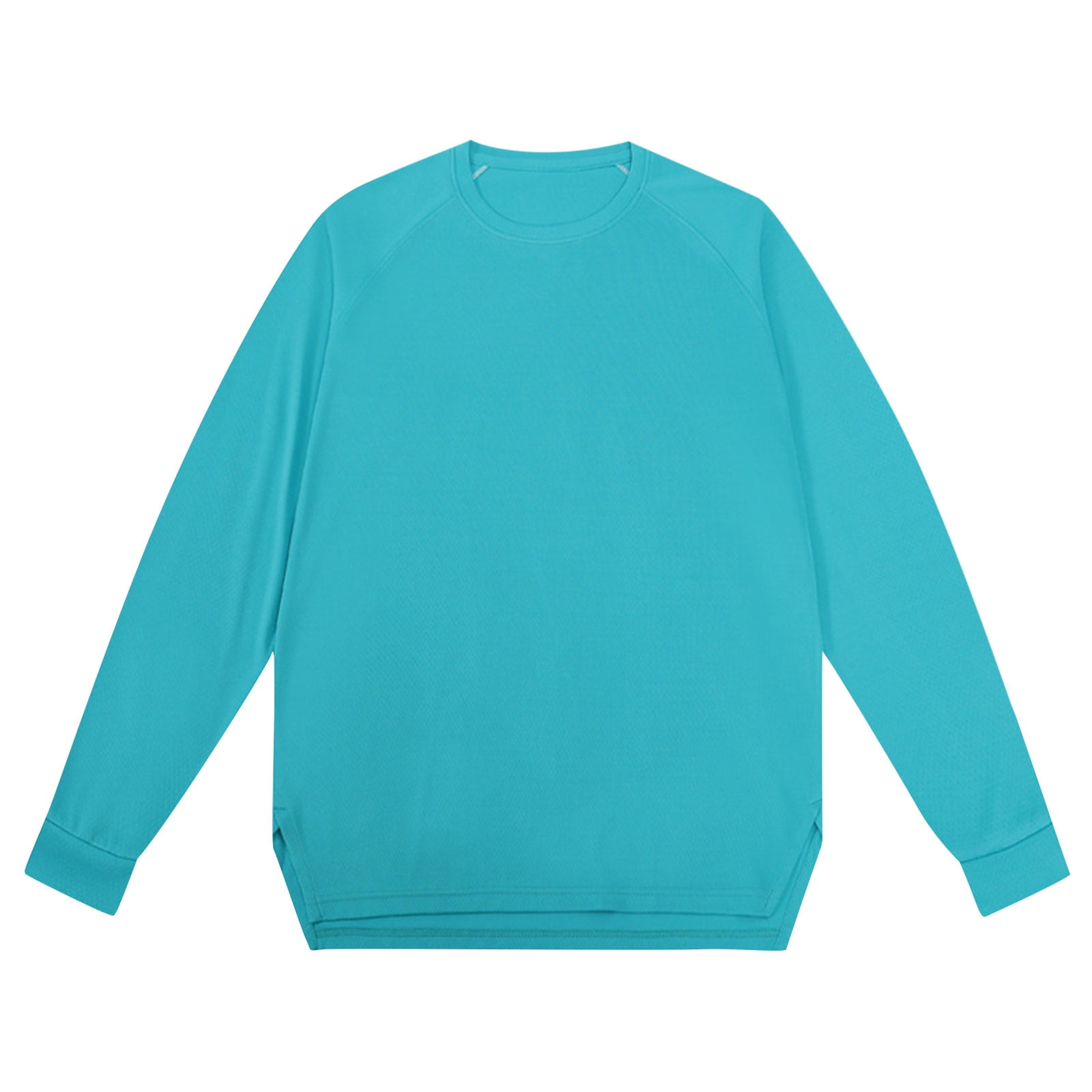 Men's Long Sleeve Cotton T-Shirt - Casual Crewneck Active Workout Top In Black - View #2