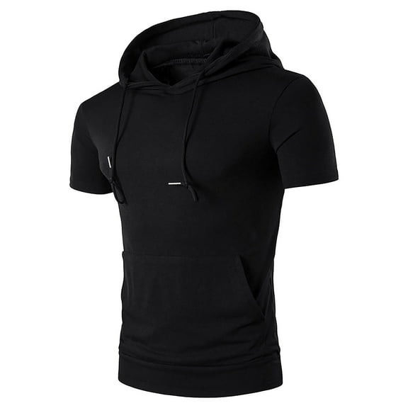 ameIAEA Men's Hoodies Pullover Soft Hooded Sweatshirts Short Sleeve Athletic Loose Shirts with Pocket