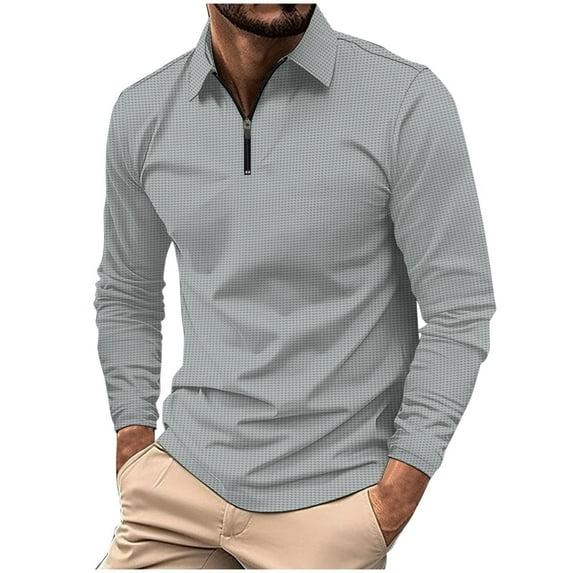 ameIAEA Men's Long Sleeve Golf T Shirt Lightweight Casual Zip Up Collar Shirts Bussiness Work Tops