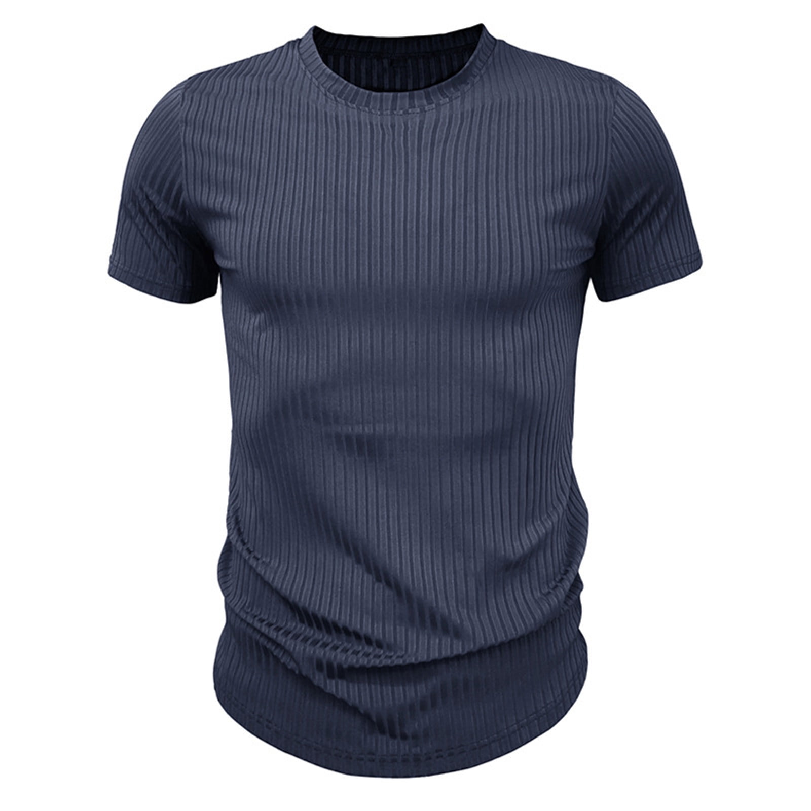 ameIAEA Men's Ribbed Knit T Shirts Short Sleeve Crew Neck