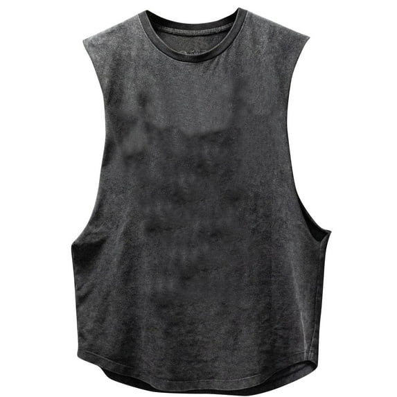ameIAEA Men's Tank Top Workout Sleeveless Crewneck Casual Gym Shirts Solid Color Summer Beach Tops