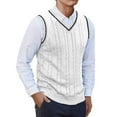 thumbnail image 1 of ameIAEA Men's Winter Sweater Vest V-Neck Sleeveless Knitted Pullover Color Block Waistcoat, 1 of 4