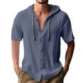 thumbnail image 1 of ameIAEA Mens Button Down Hoodies Short Sleeve/Sleeveless Drawstring Casual Summer Shirt, 1 of 5