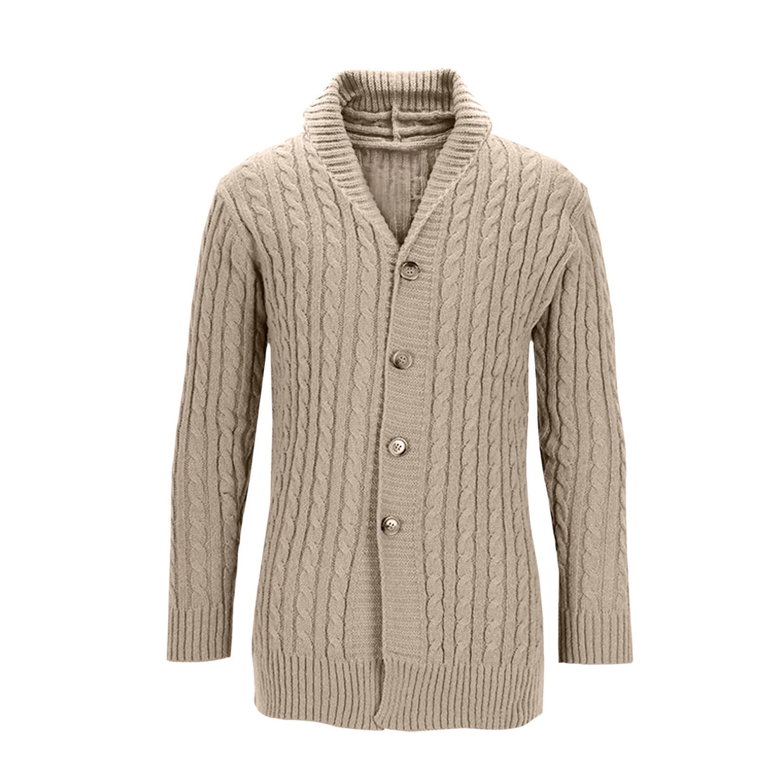 Runcati Mens Shawl Collar Cardigan Sweater Button Down Textured Knit - View #6