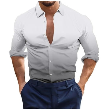 ameIAEA Mens Dress Shirts Long Sleeve Button Down Collar Shirts for Men Formal Business Work