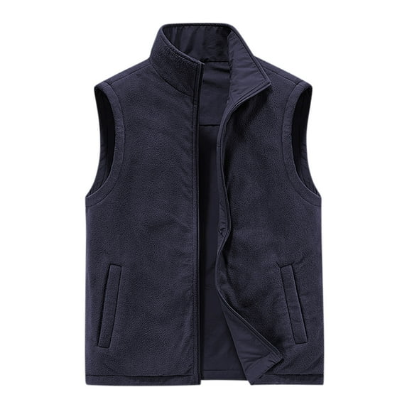 ameIAEA Mens Fleece Warm Vest Stand Collar Sleeveless Winter Jacket Zip Up Coat Outerwear with Pockets