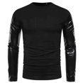 thumbnail image 1 of ameIAEA Mens Leather Shirts Long Sleeve Crewneck Fall Slim Shirts Solid Color Fashion Tops, 1 of 5