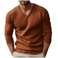 thumbnail image 1 of ameIAEA Mens Long Sleeve Knitted Shirts V Neck Business Casual Tops Solid Color Fall Pullovers, 1 of 7