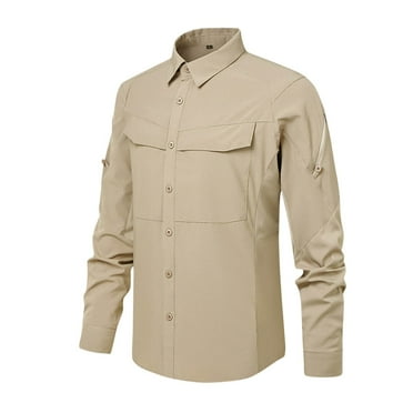 ameIAEA Mens Long Sleeve Quick Dry Shirts Button Down Business Casual Shirts Fall Tops with Pockets
