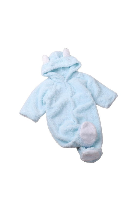 Newborn Baby Jumpsuit Hooded Fleece Rompers Long Sleeve Outwear Infant Winter Outfits