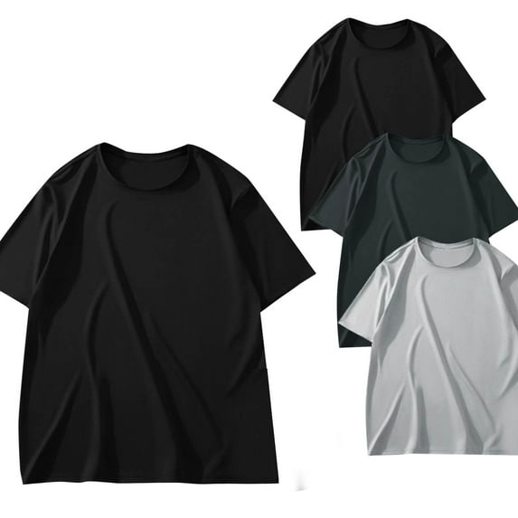 ameIAEA Shirts for Men Short Sleeve Crewneck Casual Tee Tops Solid Color Basic Summer T-Shirts