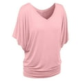 thumbnail image 1 of ameIAEA Summer Short Sleeve T-Shirts for Women V Neck Loose Ruffle Tops Solid Color Basic Tees, 1 of 5