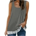 thumbnail image 1 of ameIAEA Summer Tank Tops for Women Square Neck Sleeveless Shirts Casual Loose Lace Blouses, 1 of 5