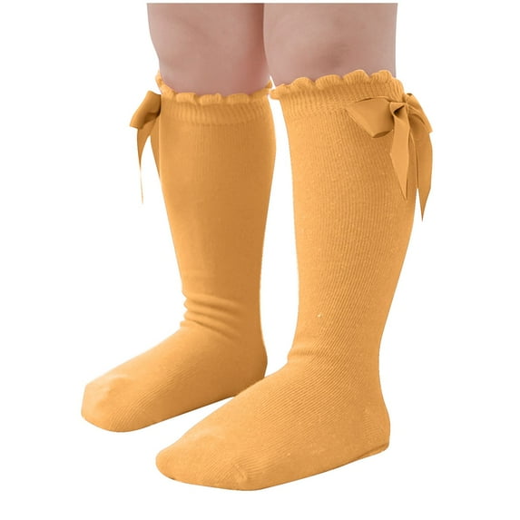 ameIAEA Toddler Baby Girl's Bows Knee High Sock Kids Cotton Long Socks Solid Color Cute Baseball Socks