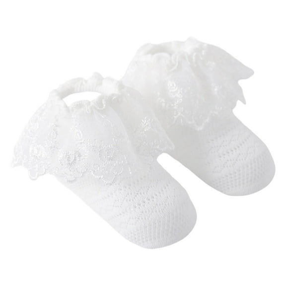 ameIAEA Toddler Baby Girls Ruffle Socks Breathable Frilly Lace Cotton Socks Newborn Infant Cute Socks