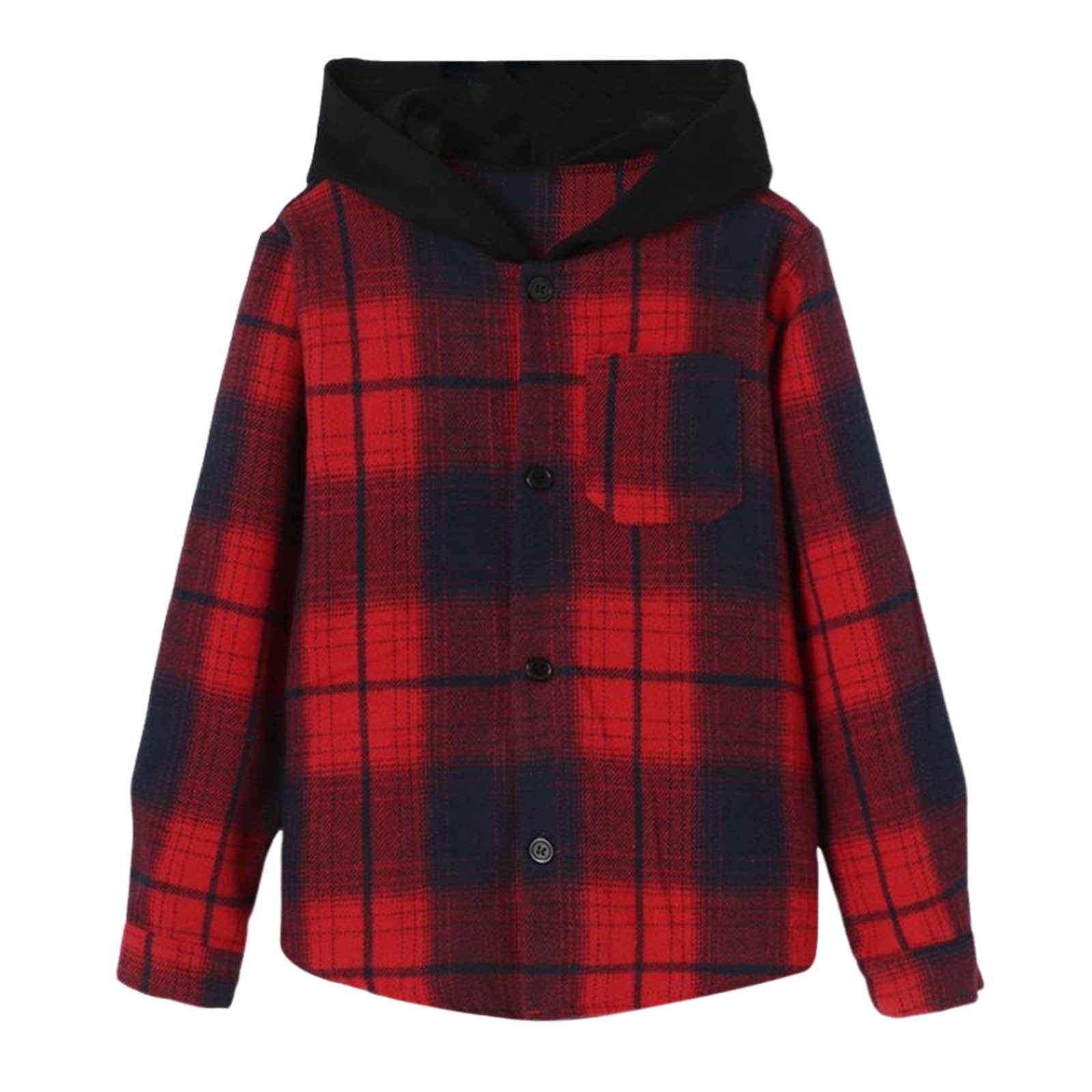 ameIAEA Toddler Boy Girl Jacket Button Down Plaid Flannel Hoodies Fall