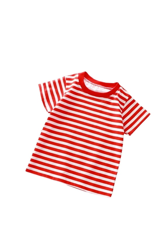Toddler Boy Girl's Striped Print Short Sleeve Tee Shirts Casual Crewneck Cute Summer Tops