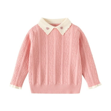 ameIAEA Toddler Boys Girls Fall Winter Knitted Sweater Kids Long Sleeve Collar Pullover Tops