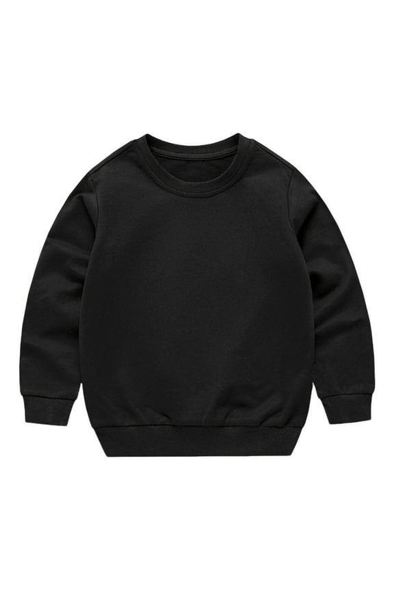 Toddler Boys Girls Sweatshirts Kids Long Sleeve Crewneck Pullovers Solid Color Casual Tops