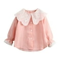 thumbnail image 1 of ameIAEA Toddler Girls Long Sleeve Button Down Shirts Casual Collar Blouse Tops for Kids 2-10Y, 1 of 5