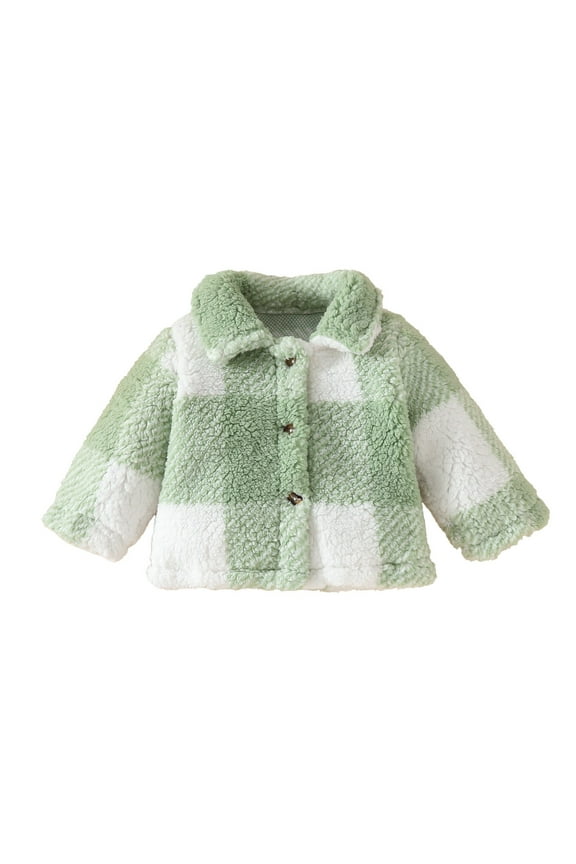 Toddler Infant Baby Boys Girls Fleece Jacket Long Sleeve Collar Button Down Warm Coat Outerwear