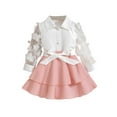 thumbnail image 1 of ameIAEA Toddler Kids Girl Two Piece Outfits Long Sleeve Tops Skirt Clothes Set for 3-7 Years, 1 of 3