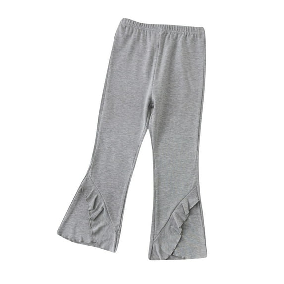 ameIAEA Toddler Kids Girls Bell Bottom Flare Pants Elastic Waist Wide Leg Solid Color Trousers