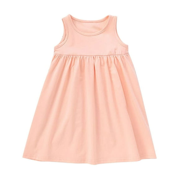 ameIAEA Toddler Kids Girls Summer Tank Dress Sleeveless Crewneck Ruffle Casual Sun Dresses