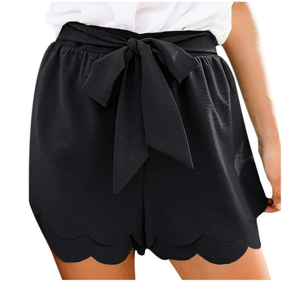 ameIAEA Wide Leg Shorts for Women Elastic Waist Dressy Casual Shorts Summer Belted Shorts