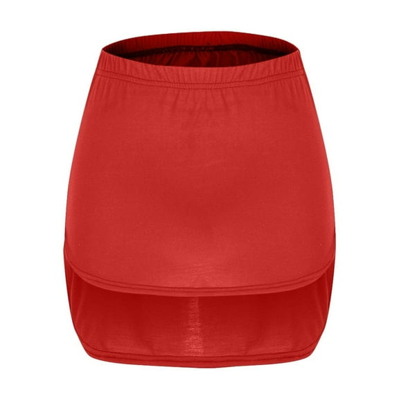 ameIAEA Women Elastic Waist Mini Skirt Solid Color Casual Short Skirt Layering Underskirt